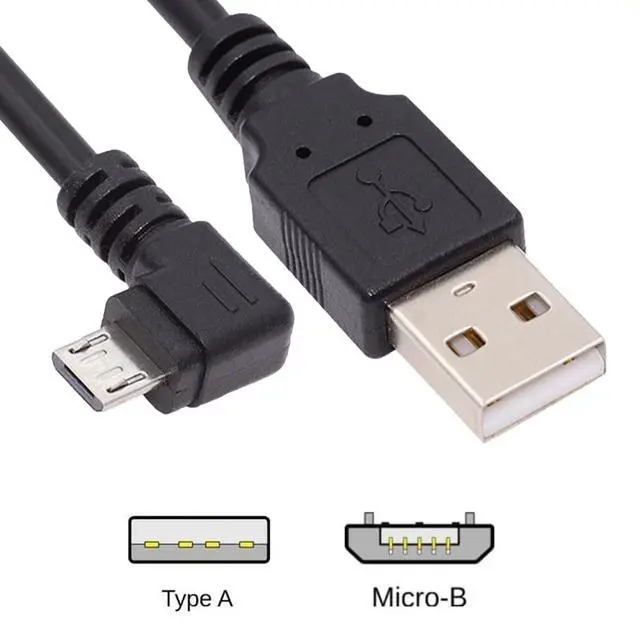 Alt view image 5 of 7 - Right Angle 90 Degree Micro USB Type-B 5Pin to USB 2.0 Type-A Data 480Mbps Charge Cable Compatible with Computer Phone Tablet Camera (0.6ft/20cm)