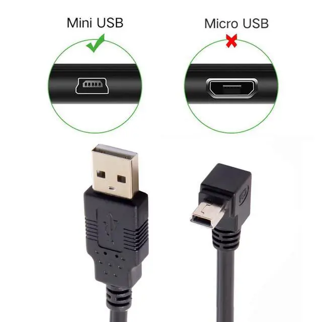 Alt view image 3 of 7 - Mini USB2.0 5Pin Type-B Male 90 Degree Up Angle to USB 2.0 Type-A Male Power Data Cable 480Mbps Compatible with Computer Camera Laptop Desktop (Up Angle 1.6ft/0.5m)
