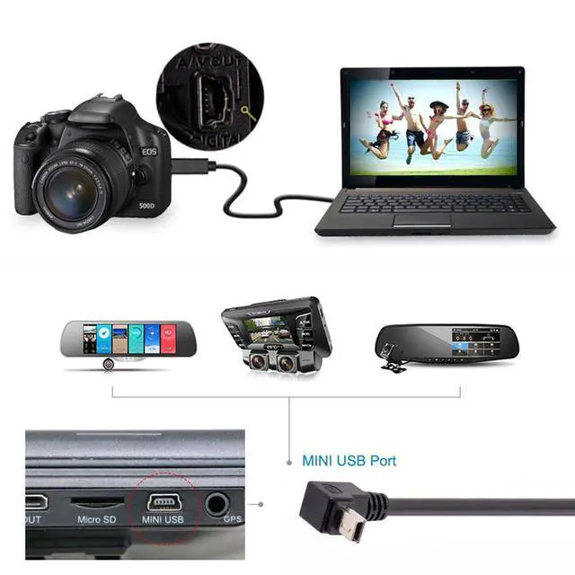 Alt view image 6 of 7 - Mini USB2.0 5Pin Type-B Male 90 Degree Up Angle to USB 2.0 Type-A Male Power Data Cable 480Mbps Compatible with Computer Camera Laptop Desktop (Up Angle 1.6ft/0.5m)