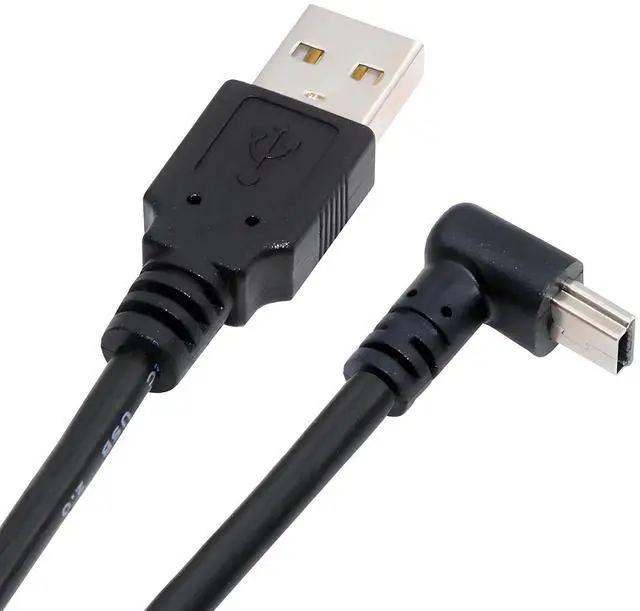 Main image of Mini USB2.0 5Pin Type-B Male 90 Degree Down Angle to USB 2.0 Type-A Male Power Data Cable 480Mbps Compatible with Computer Camera Laptop Desktop (Down Angle 5ft/1.5m)