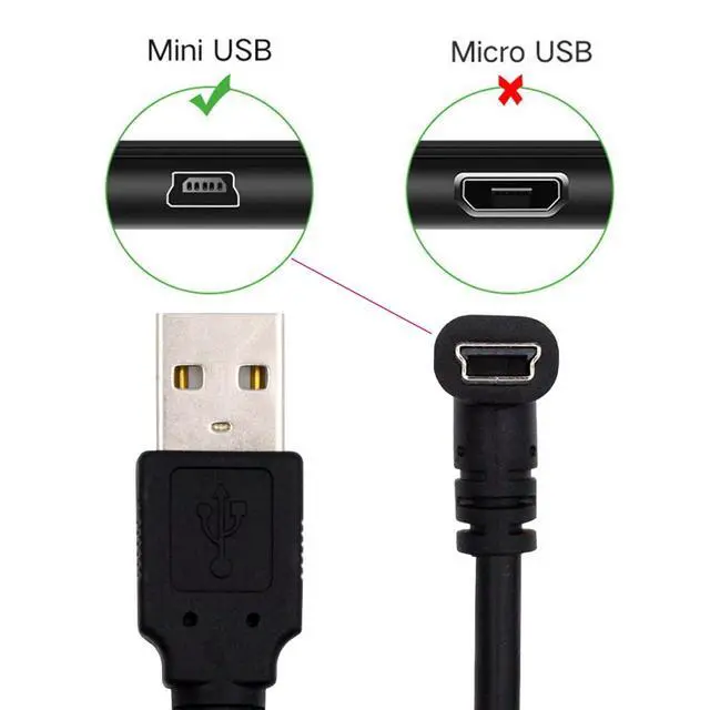 Alt view image 6 of 7 - Mini USB2.0 5Pin Type-B Male 90 Degree Down Angle to USB 2.0 Type-A Male Power Data Cable 480Mbps Compatible with Computer Camera Laptop Desktop (Down Angle 5ft/1.5m)