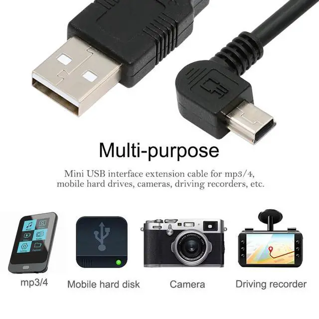 Alt view image 3 of 7 - Mini USB2.0 5Pin Type-B Male 90 Degree Right Angle to USB 2.0 Type-A Male Power Data Cable 480Mbps Compatible with Computer Camera Laptop Desktop MP3 MP4 (Right Angle 1.6ft/0.5m)