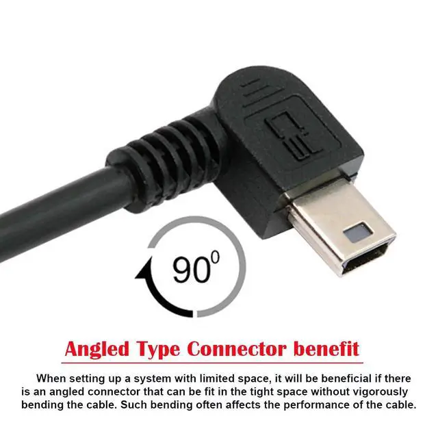 Alt view image 5 of 7 - Mini USB2.0 5Pin Type-B Male 90 Degree Right Angle to USB 2.0 Type-A Male Power Data Cable 480Mbps Compatible with Computer Camera Laptop Desktop MP3 MP4 (Right Angle 1.6ft/0.5m)