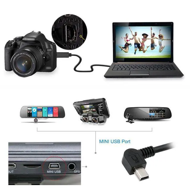 Alt view image 7 of 7 - Mini USB2.0 5Pin Type-B Male 90 Degree Right Angle to USB 2.0 Type-A Male Power Data Cable 480Mbps Compatible with Computer Camera Laptop Desktop MP3 MP4 (Right Angle 1.6ft/0.5m)