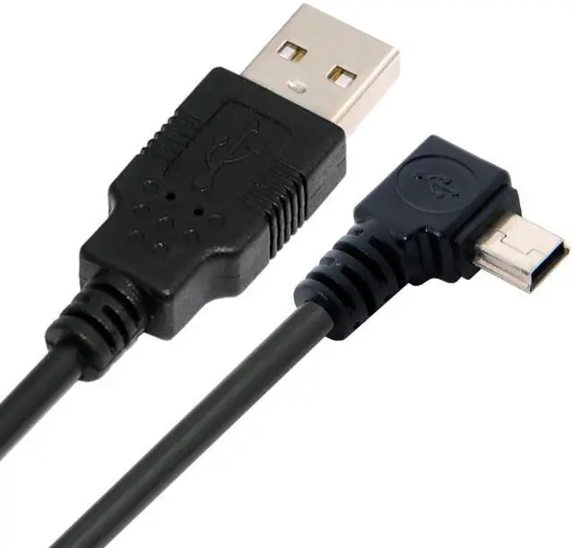 Main image of Mini USB2.0 5Pin Type-B Male 90 Degree Left Angle to USB 2.0 Type-A Male Power Data Cable 480Mbps with Dual Ferrite Core Compatible with Computer Camera Laptop Desktop (Left Angle 16ft/5.0m)