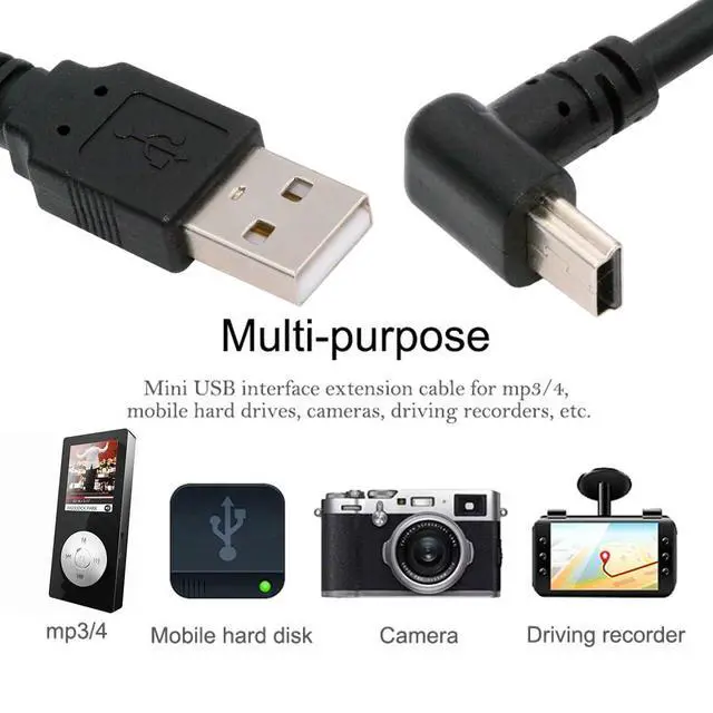 Alt view image 5 of 7 - Mini USB2.0 5Pin Type-B Male 90 Degree Up Angle to USB 2.0 Type-A Male Power Data Cable 480Mbps Compatible with Computer Camera Laptop Desktop (Up Angle 5ft/1.5m)