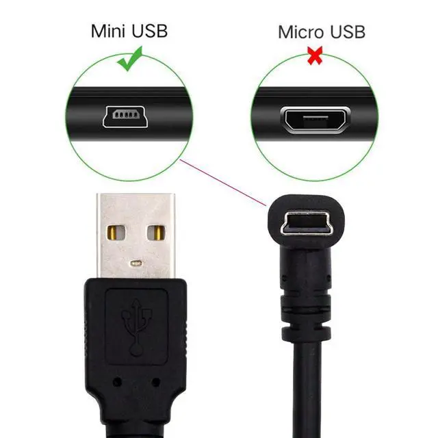 Alt view image 6 of 7 - Mini USB2.0 5Pin Type-B Male 90 Degree Up Angle to USB 2.0 Type-A Male Power Data Cable 480Mbps Compatible with Computer Camera Laptop Desktop (Up Angle 5ft/1.5m)