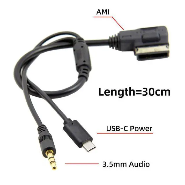 Alt view image 6 of 7 - Media Port in AMI MDI to USB-C Type-C Male AUX Flash Drive Adapter Power Cable 30cm Compatible with 3G MMI System Car VW Audi Serial 2014 A4 A6 Q5 Q7