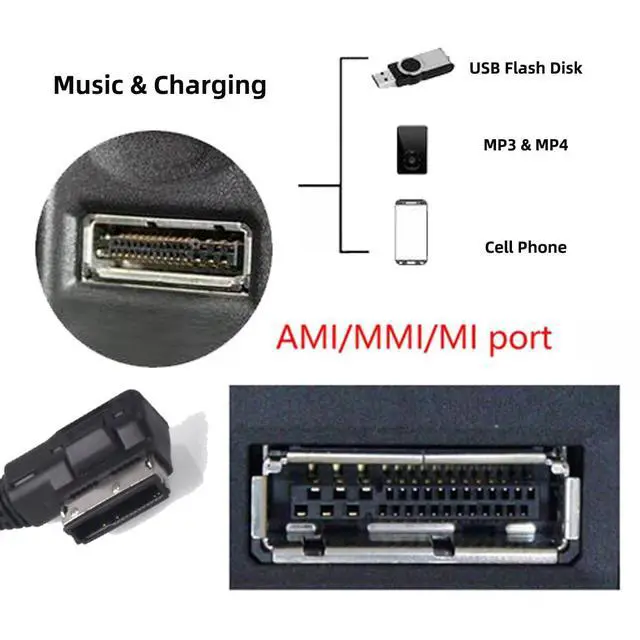 Alt view image 5 of 7 - Media Port in AMI MDI to USB 2.0 Type-A Female AUX Flash Drive Adapter Cable 30cm Compatible with 3G MMI System Car VW Audi Serial 2014 A4 A6 Q5 Q7