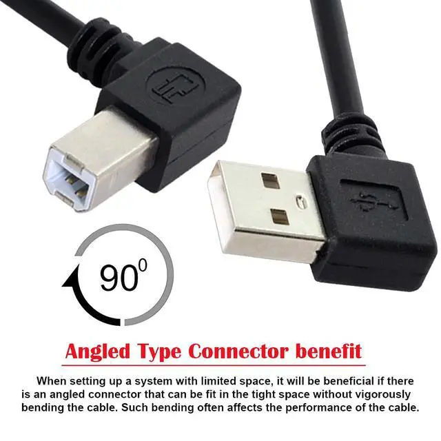 Alt view image 3 of 7 - Right Angled USB 2.0 Type-A Male to Type-B USB Male Right Angled 90 Degree Connector Compatible withDisk Printer Scanner Cable 50cm