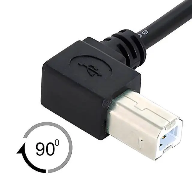 Alt view image 3 of 7 - Right Angled USB 2.0 Type-B Male 90 Degree to Type-B USB Female Panel Mount Screw Connector Compatible withDisk Printer Scanner Cable 50cm