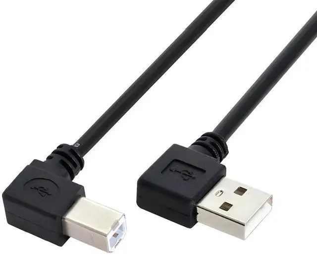 Main image of Left Angled USB 2.0 Type-A Male to Type-B USB Male Right Angled 90 Degree Connector Compatible withDisk Printer Scanner Cable 100cm