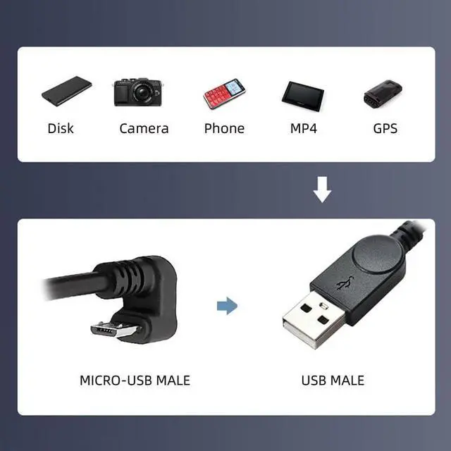 Alt view image 5 of 7 - USB2.0 Type-A to Micro USB 5Pin Male to Male Power Data Cable 480Mbps Opposite U Shape Back Angle Compatible with Computer Phone Camera (5ft/150cm)
