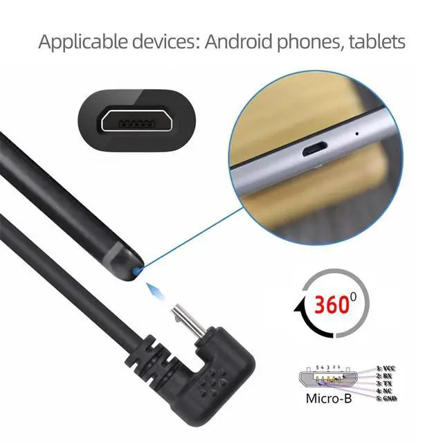 Alt view image 7 of 7 - Opposite U Shape Back Angled Micro USB 2.0 Male to Female Data Charge Cable 480Mbps for Phone Extension (30cm)