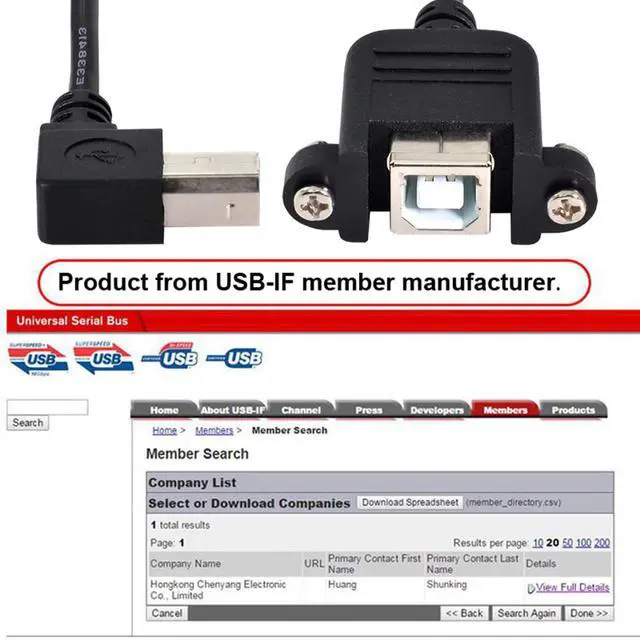 Alt view image 7 of 7 - Right Angled USB 2.0 Type-B Male 90 Degree to Type-B USB Female Panel Mount Screw Connector Compatible withDisk Printer Scanner Cable 50cm