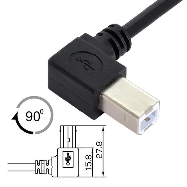 Alt view image 3 of 7 - Left Angled USB 2.0 Type-A Male to Type-B USB Male Right Angled 90 Degree Connector Compatible withDisk Printer Scanner Cable 50cm
