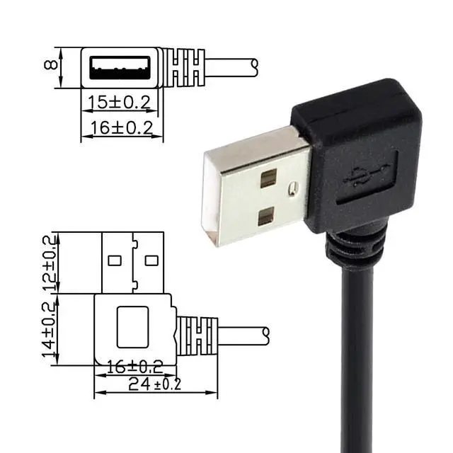 Alt view image 2 of 7 - Left Angled USB 2.0 Type-A Male to Type-B USB Male Right Angled 90 Degree Connector Compatible withDisk Printer Scanner Cable 50cm