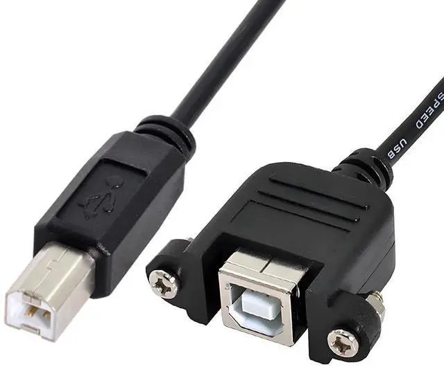 Main image of Straight Type USB 2.0 Type-B Male to Type-B USB Female Panel Mount Screw Connector Compatible withDisk Printer Scanner Cable 50cm