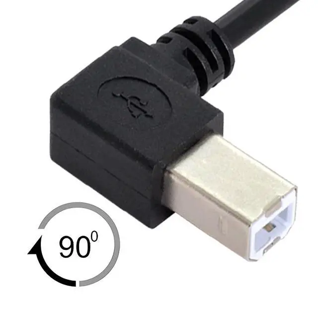 Alt view image 3 of 7 - Left Angled USB 2.0 Type-B Male 90 Degree to Type-B USB Female Panel Mount Screw Connector Compatible withDisk Printer Scanner Cable 50cm
