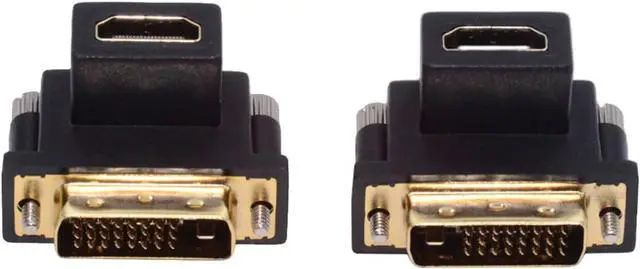 Main image of 2PCS/Lot Up & Down Angled 90 Degree Connector DVI Male to HDMI Type-A Female 4K Adapter Port Savers Compatible withComputer HDTV Graphics Card Monitor Displays