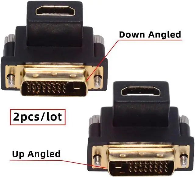 Alt view image 2 of 7 - 2PCS/Lot Up & Down Angled 90 Degree Connector DVI Male to HDMI Type-A Female 4K Adapter Port Savers Compatible withComputer HDTV Graphics Card Monitor Displays