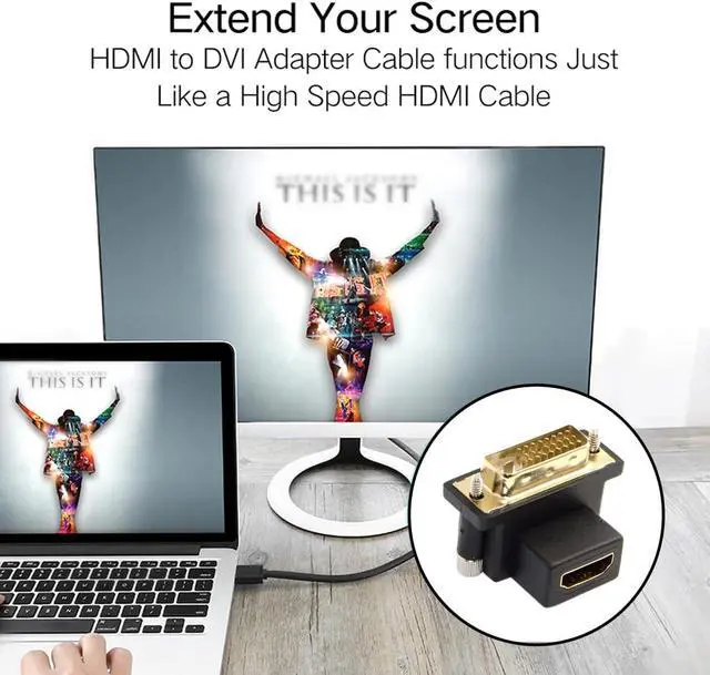 Alt view image 7 of 7 - 2PCS/Lot Up & Down Angled 90 Degree Connector DVI Male to HDMI Type-A Female 4K Adapter Port Savers Compatible withComputer HDTV Graphics Card Monitor Displays