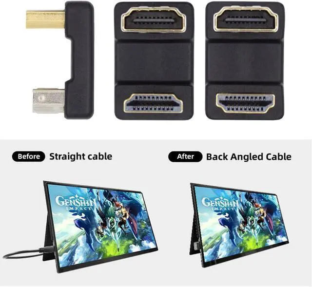Alt view image 6 of 7 - 2PCS/Lot Up & Down Angled HDMI 1.4 Male Type-A to HDMI Type-A Female Port Saver 360 Degree Opposite U Shape Back Angled Extension Adapter (Pitch=20mm)
