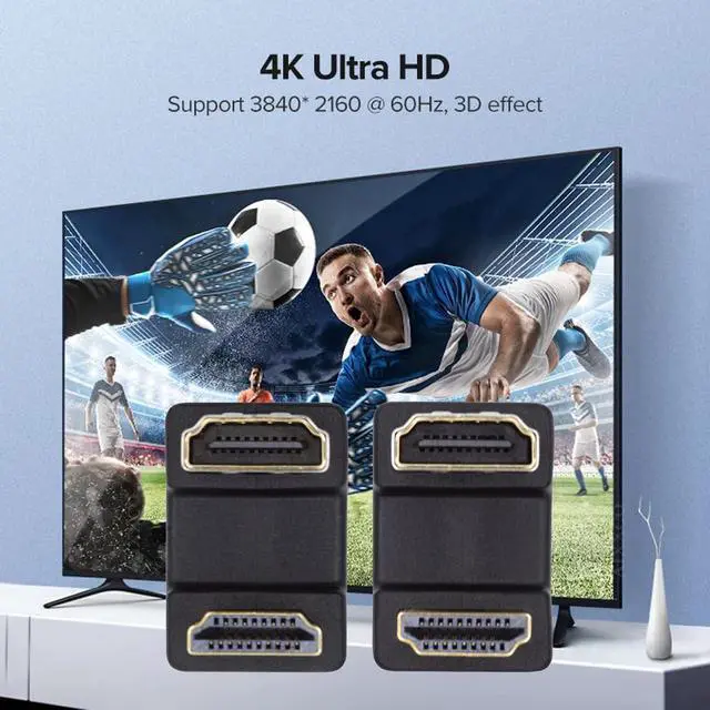 Alt view image 5 of 7 - 2PCS/Lot Up & Down Angled HDMI 1.4 Male Type-A to HDMI Type-A Female Port Saver 360 Degree Opposite U Shape Back Angled Extension Adapter (Pitch=20mm)