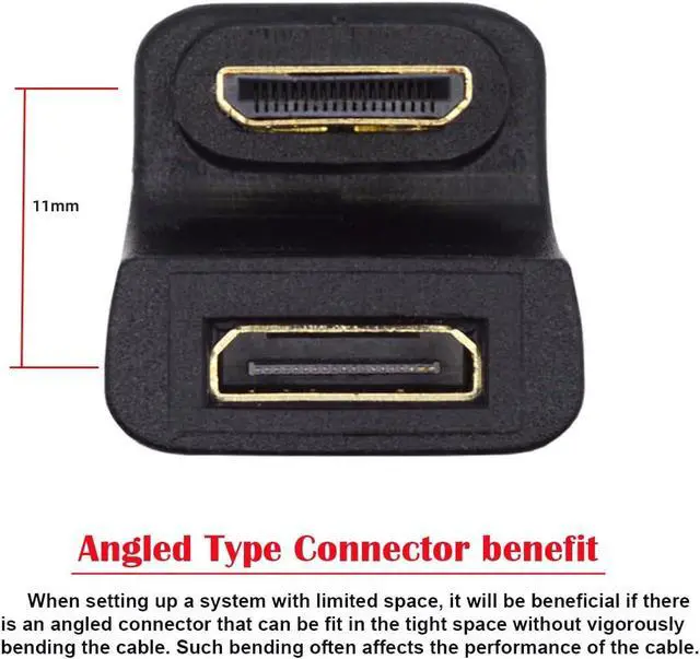 Alt view image 2 of 7 - 2PCS/Lot Up & Down Angled 360 Degree Opposite U Shape Back Angled Mini HDMI 1.4 Type-C Male to Mini Female Type-C Extension Adapter Converter (Pitch=11mm)