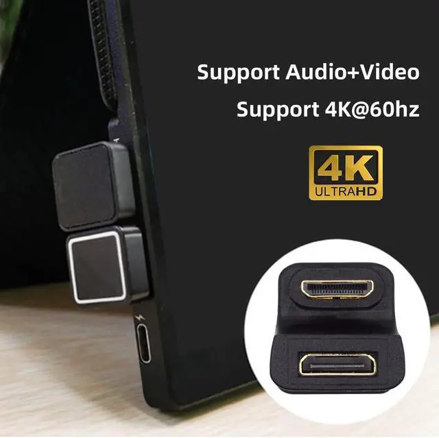Alt view image 4 of 7 - 2PCS/Lot Up & Down Angled 360 Degree Opposite U Shape Back Angled Mini HDMI 1.4 Type-C Male to Mini Female Type-C Extension Adapter Converter (Pitch=11mm)