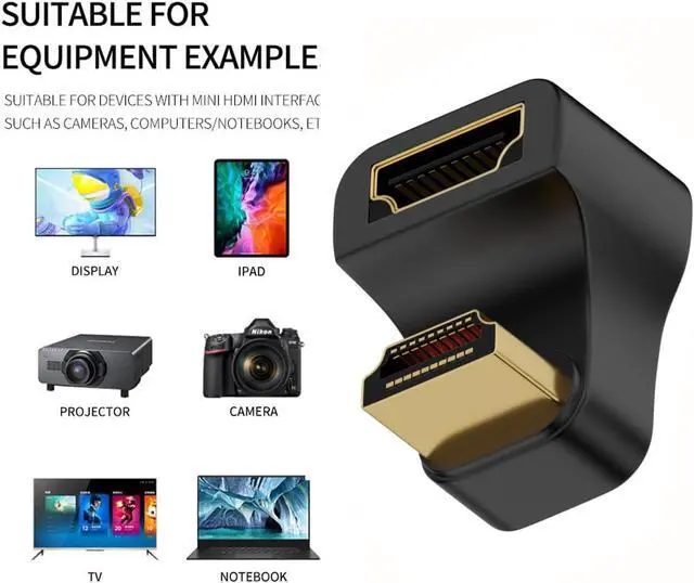 Alt view image 4 of 7 - 2PCS/Lot Up & Down Angled HDMI Male Type-A to HDMI Type-A Female Port Savers 360 Degree Opposite U Shape Back Angled Extension Adapter Converter (Pitch=21mm)