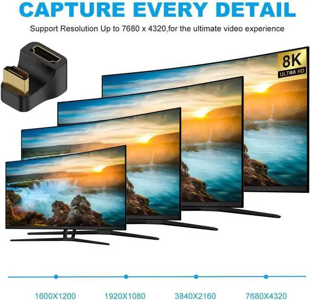 Alt view image 3 of 7 - 2PCS/Lot Up & Down Angled HDMI Male Type-A to HDMI Type-A Female Port Savers 360 Degree Opposite U Shape Back Angled Extension Adapter Converter (Pitch=21mm)