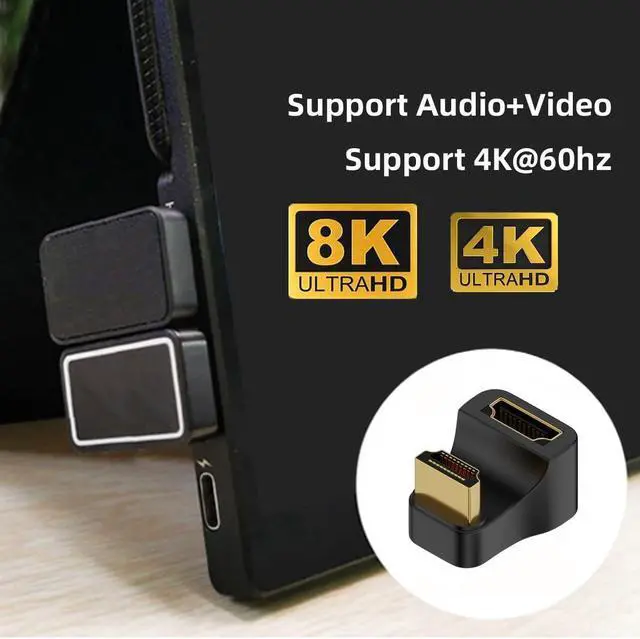 Alt view image 5 of 7 - 2PCS/Lot Up & Down Angled HDMI Male Type-A to HDMI Type-A Female Port Savers 360 Degree Opposite U Shape Back Angled Extension Adapter Converter (Pitch=21mm)