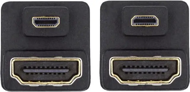 Main image of 2PCS/Lot Up & Down Angled Micro HDMI 1.4 Male Type-D to HDMI Type-A Female Port Saver 360 Degree Opposite U Shape Back Angled Extension Adapter (Pitch=11mm)