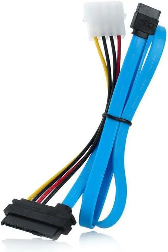 Alt view image 2 of 7 - 7Pin SATA Host to SFF-8482 SAS 29 Pin Hard Disk Drive Raid Cable 6Gbps Blue Color with 4Pin IDE Power Port Compatible withServer Mainboard (Without Chipset)