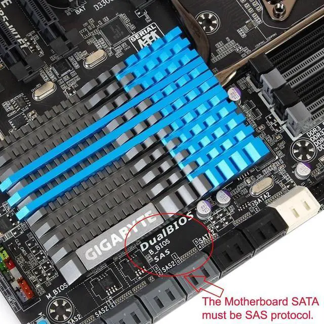 Alt view image 4 of 7 - 22Pin SATA Host to SFF-8482 SAS 29 Pin Hard Disk Drive Raid Adapter 6Gbps Black Color Compatible withServer Mainboard (Without Chipset)
