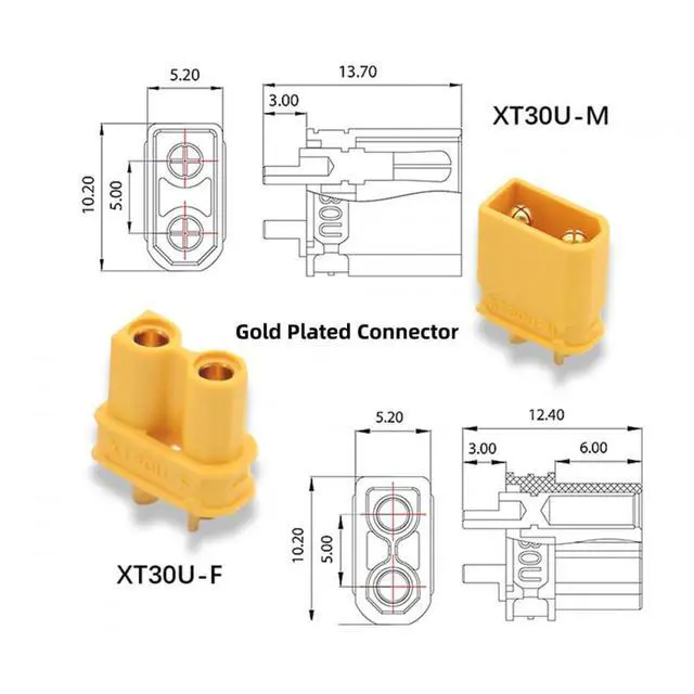 Alt view image 3 of 7 - XT30 Power Connector Female to Female 18AWG Extension Cable High Current Compatible with RC Battery Quadcopter Multirotor Portable Charge Station Solar Panel (50cm)