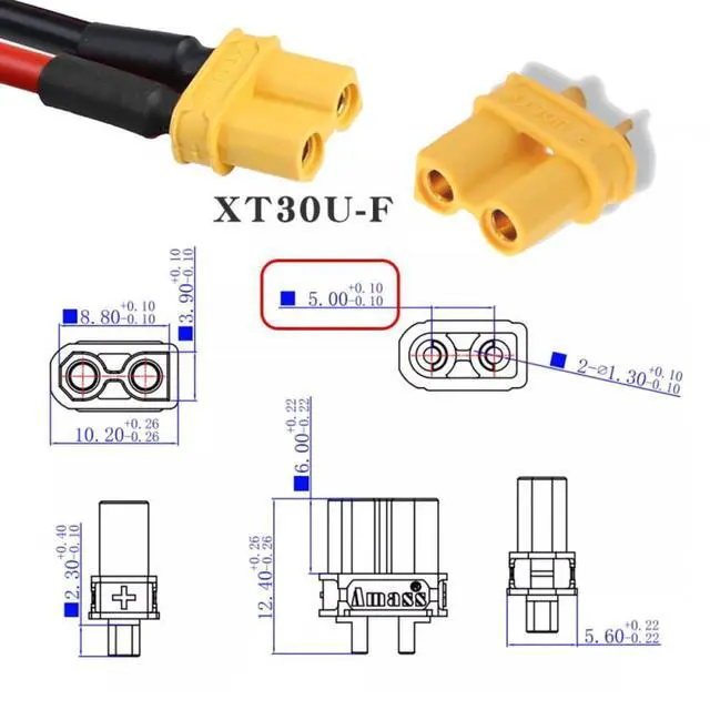 Alt view image 4 of 7 - XT30 Power Connector Female to Female 18AWG Extension Cable High Current Compatible with RC Battery Quadcopter Multirotor Portable Charge Station Solar Panel (50cm)