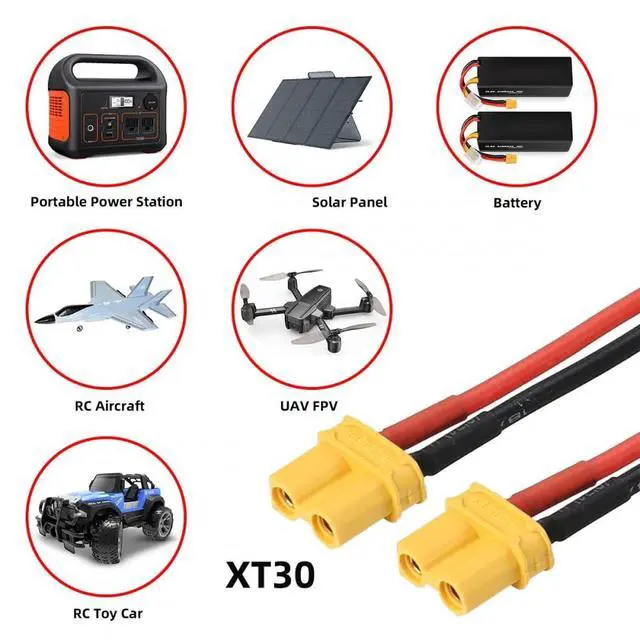 Alt view image 6 of 7 - XT30 Power Connector Female to Female 18AWG Extension Cable High Current Compatible with RC Battery Quadcopter Multirotor Portable Charge Station Solar Panel (50cm)