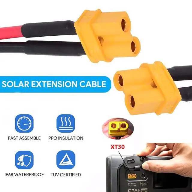 Alt view image 4 of 7 - XT30 Power Connector Male to Female 18AWG Extension Cable High Current Compatible with RC Battery Quadcopter Multirotor Portable Charge Station Solar Panel (50cm)