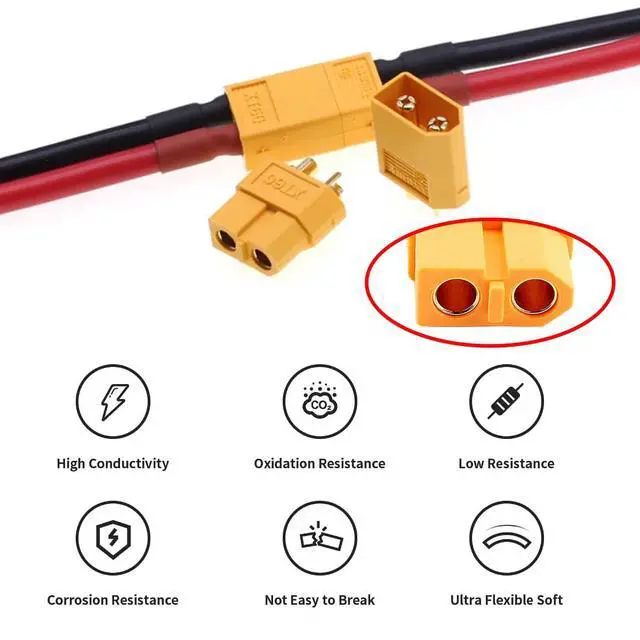 Alt view image 6 of 7 - XT60 Power Connector Female to Female 12AWG Extension Cable High Current Compatible with RC Battery Quadcopter Multirotor Portable Charge Station Solar Panel (50cm)