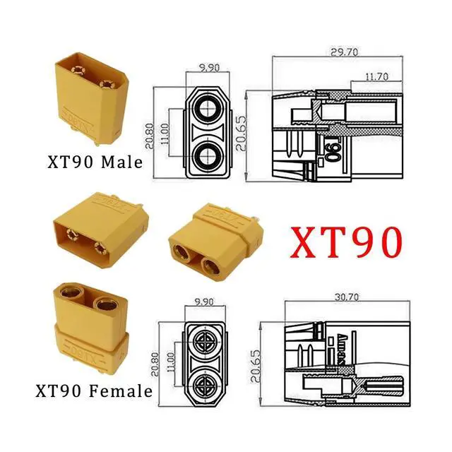 Alt view image 2 of 7 - XT90 Power Connector Male to Female 10AWG Extension Cable High Current Compatible with RC Battery Quadcopter Multirotor Portable Charge Station Solar Panel (50cm)