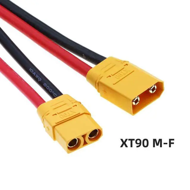 Alt view image 4 of 7 - XT90 Power Connector Male to Female 10AWG Extension Cable High Current Compatible with RC Battery Quadcopter Multirotor Portable Charge Station Solar Panel (50cm)