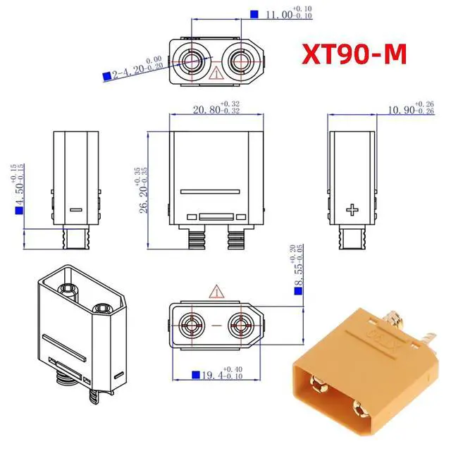 Alt view image 2 of 7 - XT90 Power Connector Male to Male 10AWG Extension Cable High Current Compatible with RC Battery Quadcopter Multirotor Portable Charge Station Solar Panel (50cm)