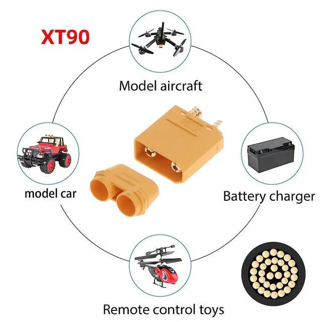 Alt view image 7 of 7 - XT90 Power Connector Male to Male 10AWG Extension Cable High Current Compatible with RC Battery Quadcopter Multirotor Portable Charge Station Solar Panel (50cm)