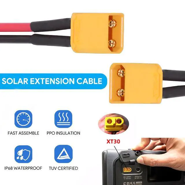 Alt view image 2 of 7 - XT30 Power Connector Male to Male 18AWG Extension Cable High Current Compatible with RC Battery Quadcopter Multirotor Portable Charge Station Solar Panel (50cm)