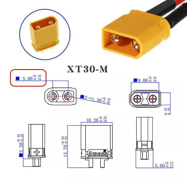 Alt view image 6 of 7 - XT30 Power Connector Male to Male 18AWG Extension Cable High Current Compatible with RC Battery Quadcopter Multirotor Portable Charge Station Solar Panel (50cm)