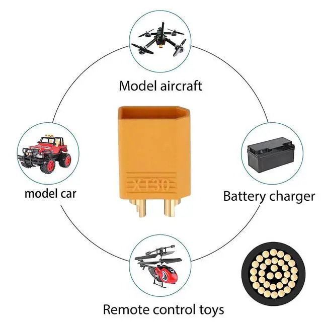 Alt view image 7 of 7 - XT30 Power Connector Male to Male 18AWG Extension Cable High Current Compatible with RC Battery Quadcopter Multirotor Portable Charge Station Solar Panel (50cm)