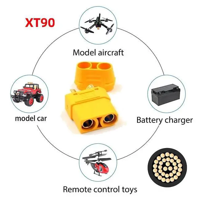 Alt view image 6 of 7 - XT90 Power Connector Male to Female 10AWG Extension Cable High Current Compatible with RC Battery Quadcopter Multirotor Portable Charge Station Solar Panel (50cm)