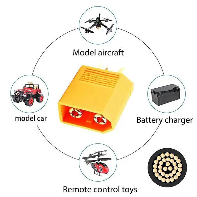 Alt view image 5 of 7 - XT60 Power Connector Male to Male 12AWG Extension Cable High Current Compatible with Quadcopter Multirotor RC Battery Portable Charge Station Solar Panel (50cm)